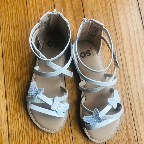 SO girl white sandals with butterfly detail sz13 - Picture 10 of 11
